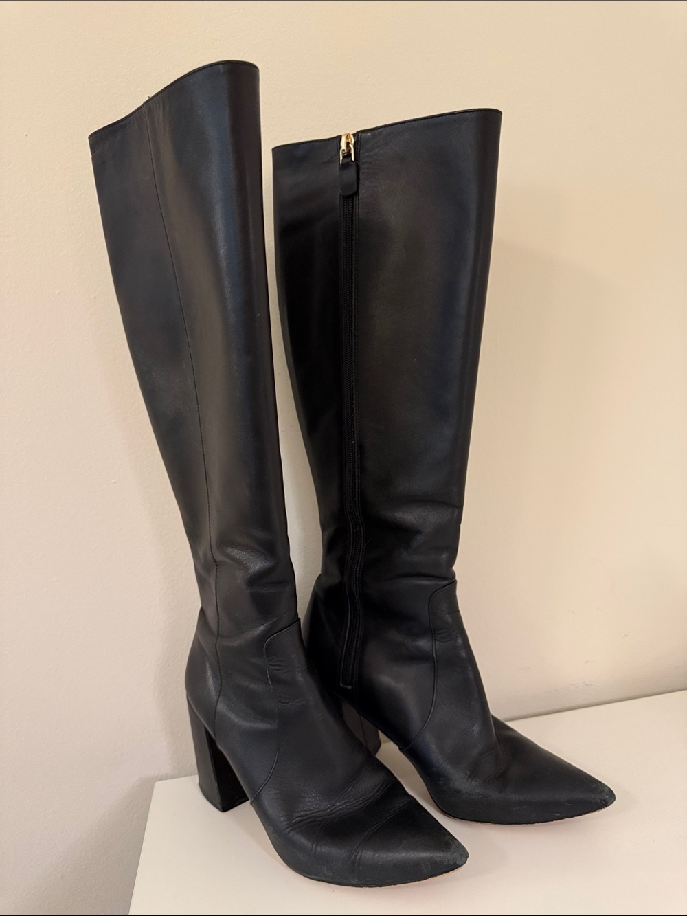 Stuart Weitzman Black Leather Over-the-Knee Boots